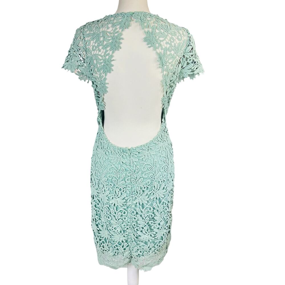 Lulus Backless Romance Language Dress Sze XL Sage Green Lace Overlay Floral Mini